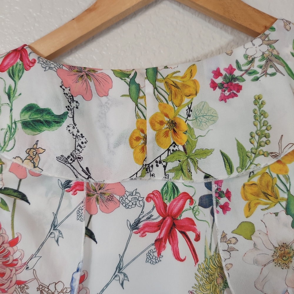NWOT Parker New York Sangria Cold Shoulder Floral Ruffle Dress  S - Picture 13 of 16